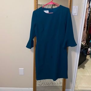 Teal dress.